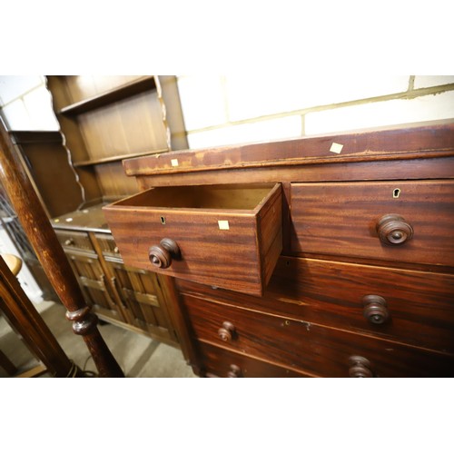 668 - antique chest of 3 long & 2 short drawers