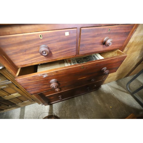 668 - antique chest of 3 long & 2 short drawers