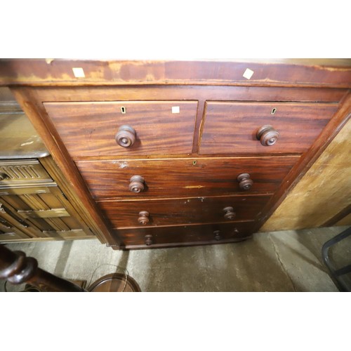 668 - antique chest of 3 long & 2 short drawers