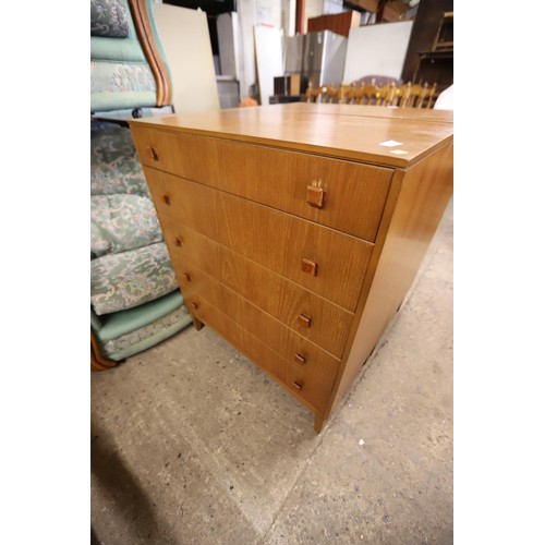 673 - teak 5 drawer chests on legs