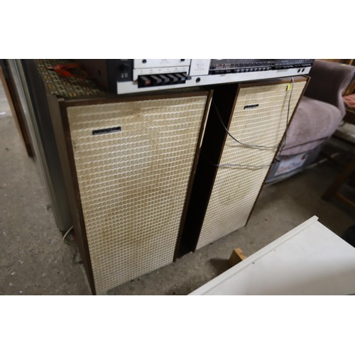 678 - Pair of large speakers & JVC Tape deck/radio - to be rewired by a qualified electrician