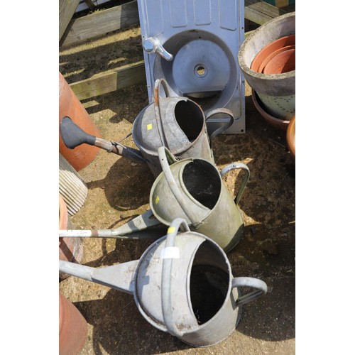 24 - 3 galvanised watering cans