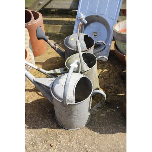 24 - 3 galvanised watering cans