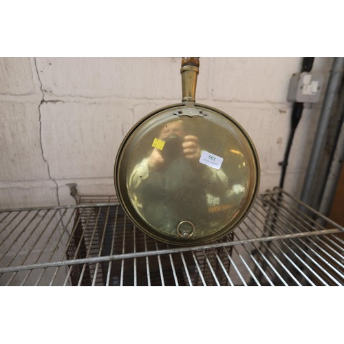 501 - Brass bed warming pan