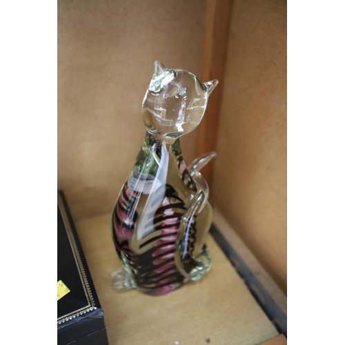 505 - Heavy large glass cat ornament