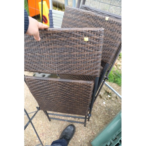 30 - 4 folding rattan chairs/stools & a folding metal chair