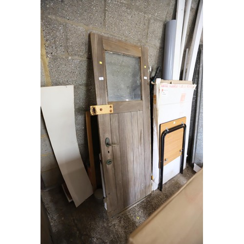 97 - solid oak ships door with brass fittings