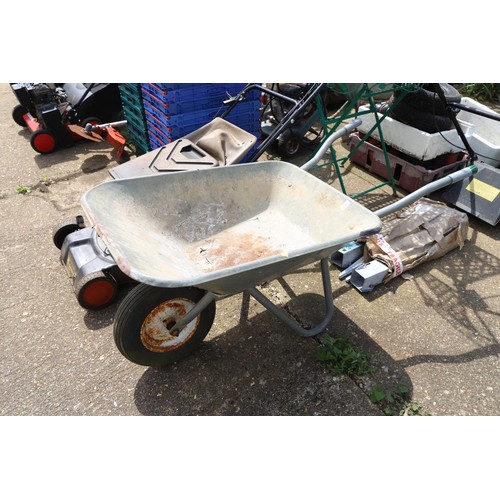 64 - Galvanised solid wheel wheelbarrow