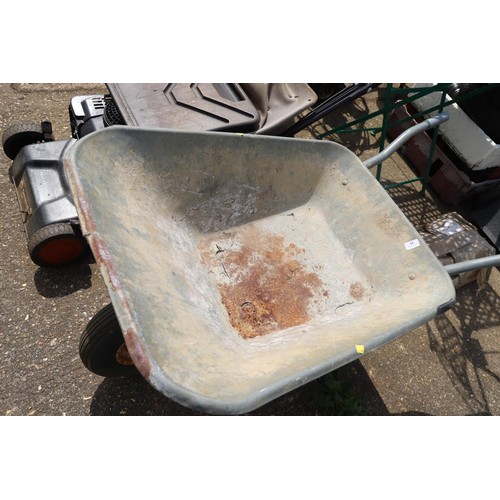 64 - Galvanised solid wheel wheelbarrow