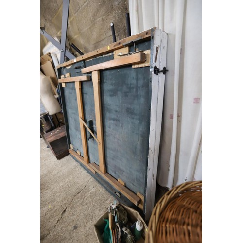 149 - Table tennis table & box of nets, bats, vintage