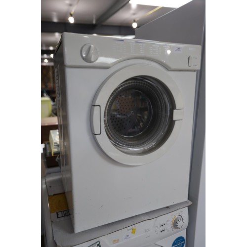 236 - Zanussi tumble dryer - warranted until 12 noon Tuesday following the above sale