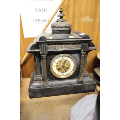 384 - Antique slate mantle clock