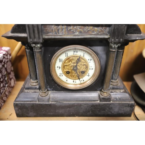 384 - Antique slate mantle clock