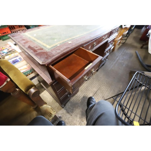 609 - Reproduction mahogany effect leather top desk