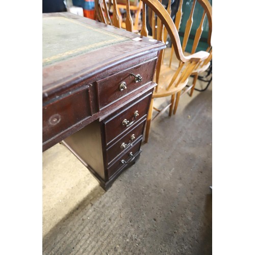 609 - Reproduction mahogany effect leather top desk