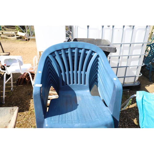 3 - 9 x blue garden plastic chairs