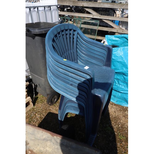 3 - 9 x blue garden plastic chairs