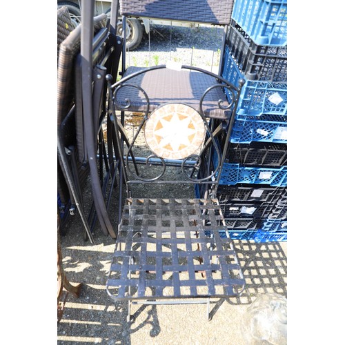 29 - 4 folding rattan chairs/stools & a folding metal chair