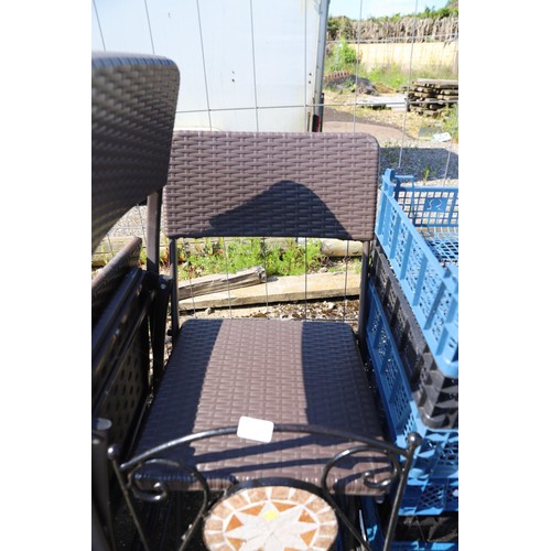 29 - 4 folding rattan chairs/stools & a folding metal chair