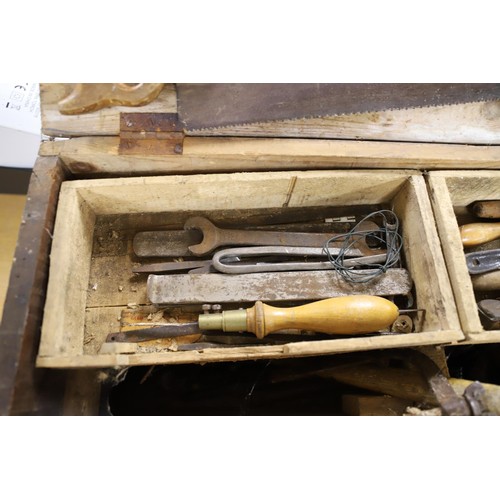 114 - Wooden box with hand tools