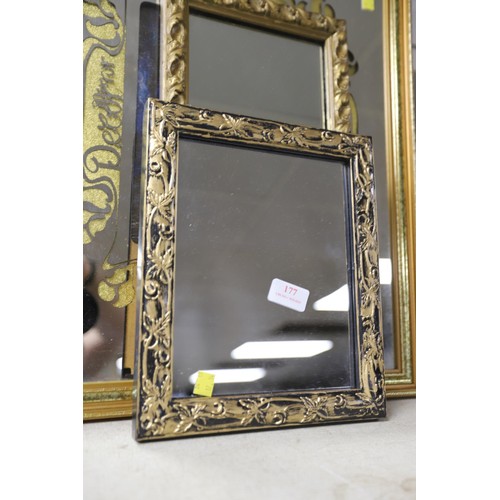 177 - Unusual decorative mirror & 2 vintage smaller ones