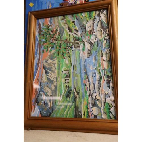 185 - Qty of framed paintings & wooden frame