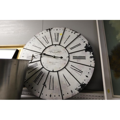 190 - Large clock & stainless steel bucket