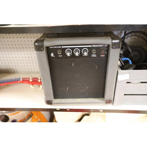 243 - Amp & box of electricals