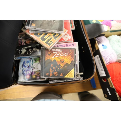 264A - Suitcase & 2 boxes of CD's & DVD's