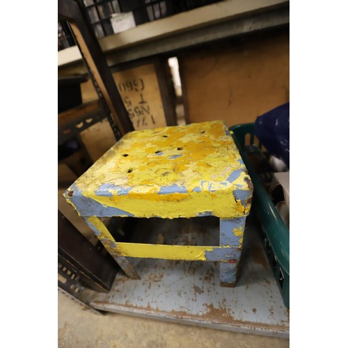 293 - Industrial metal stool & 1 other