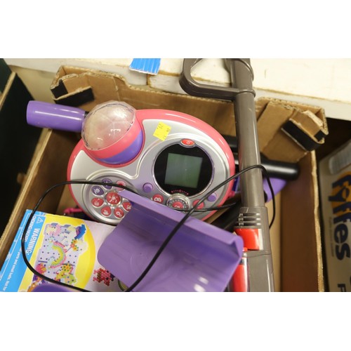 296 - Kids toys - aquabeads (loads!), Dyson hoover (working), Vtech karaoke (working, with all leads to en... 