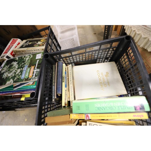 302 - 2 boxes of various cook books, etc