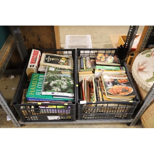 302 - 2 boxes of various cook books, etc