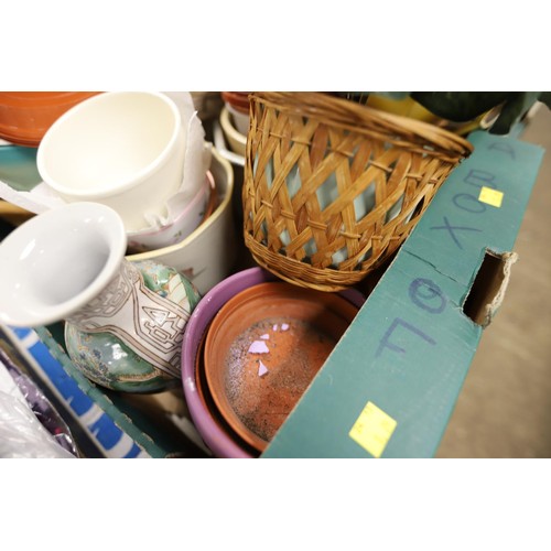 307 - 2 boxes of planters, vases, watering cans, etc