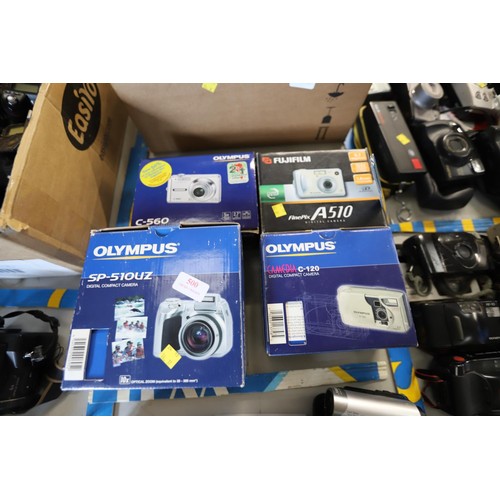 500 - 4 boxed digital cameras, Olympus, FujiFilm