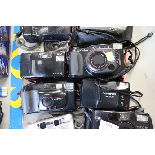 503 - 10x point & shoot 35mm cameras, incl Olympus trip