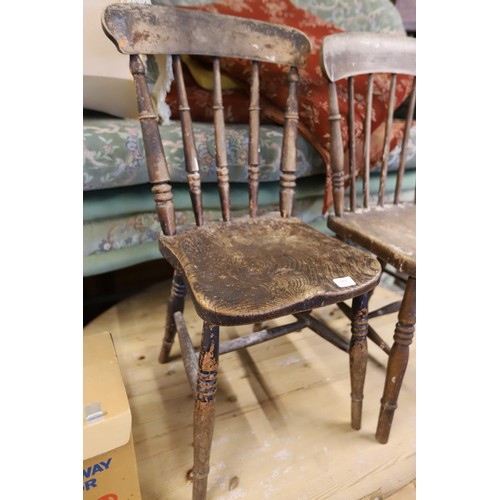 654 - 2 x elm seated chairs