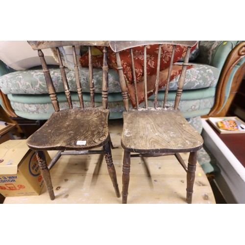 654 - 2 x elm seated chairs