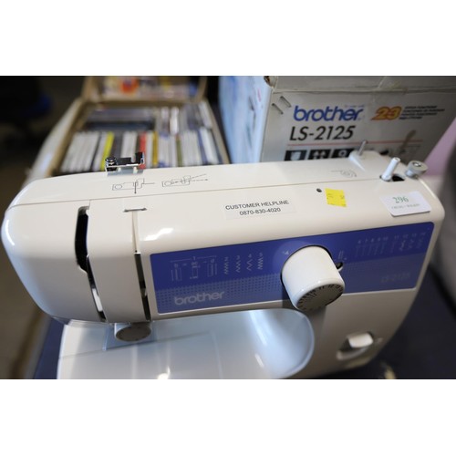 296 - Brother LS-2125 sewing machine with instructions, pedal, etc - warranted until 12 noon Tuesday follo... 