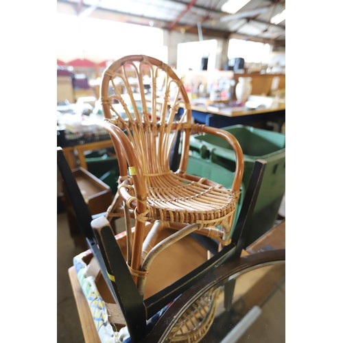 184 - Round oval mirror, leather box, stool & chair