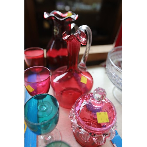 527 - Qty of cranberry & vic glass