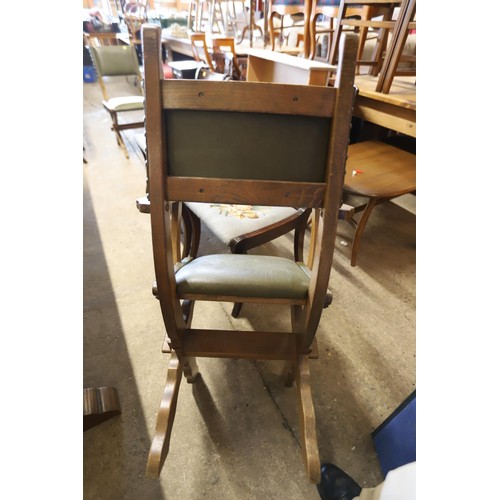 569 - Antique heavy oak refectory dining table & set of 8 matching chairs