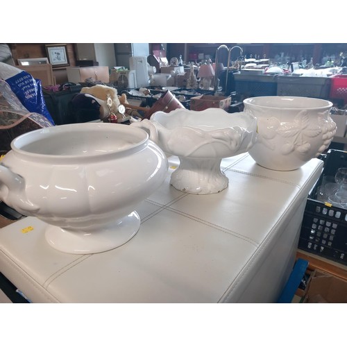 305 - Box of white glaze china, incl vase, jug, planters, etc some af