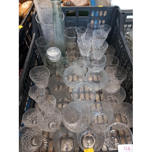 314 - 2 crates of glass ware