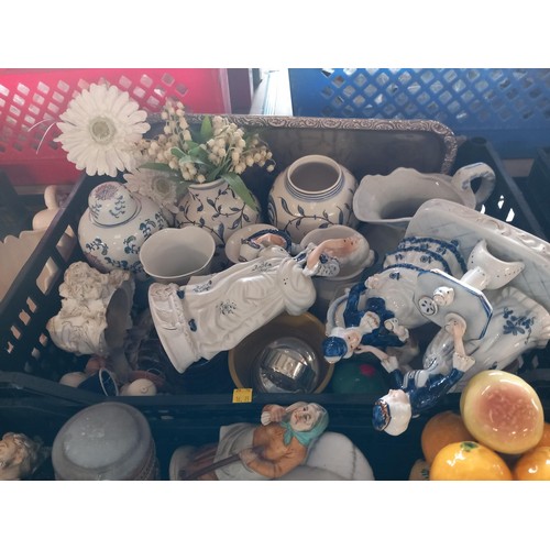 324 - 4 crates of various ornaments, candle holders, vases, posy’s, collection of bells, etc