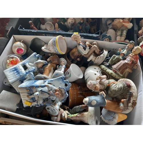 324 - 4 crates of various ornaments, candle holders, vases, posy’s, collection of bells, etc