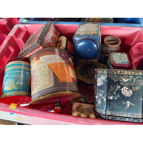 335 - 2 crates of vintage tins