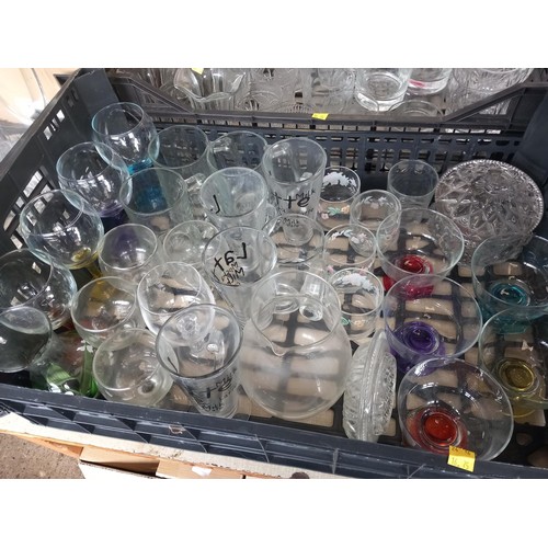 338 - 4 crates of of glassware, various drinking glasses