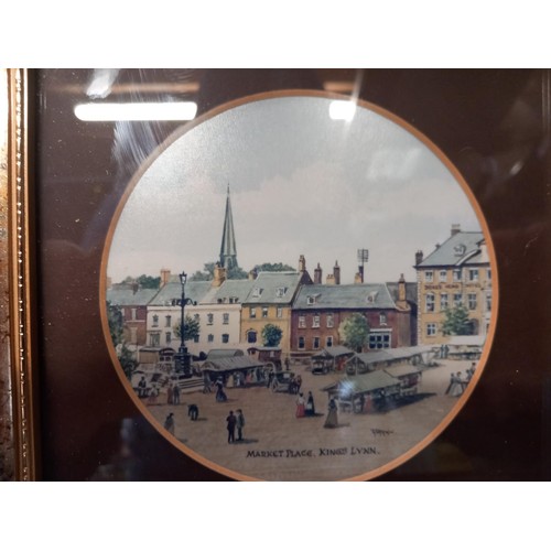 367 - 8 small framed prints of Kings Lynn, St Margaret’s Church, Town-hall, Southgates, etc