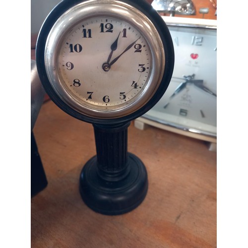 371 - 2 mantle clocks, alarm clock & small standing clock